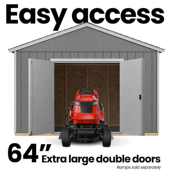 Pro Assembled Rookwood 10 ft. W x 12 ft. All Weather Wood Storage Shed with Floor- Driftwood Grey Shingles (120 sq. ft.)