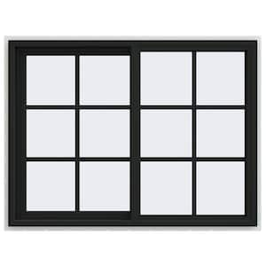 48 in. x 36 in. V-4500 Series Bronze Exterior/White Interior FiniShield Vinyl Left-Handed Sliding Window w/Colonial Grid