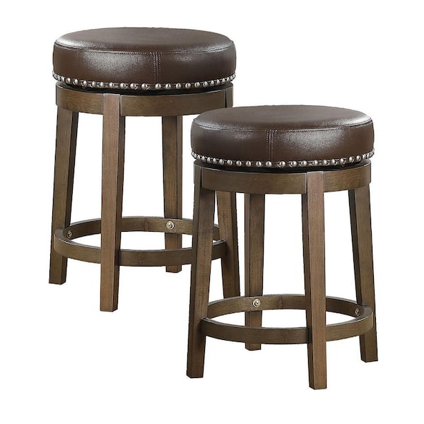 Lexicon Whitby 25 in. Counter Height Brown Round Swivel Seat Stool (2-Pack)