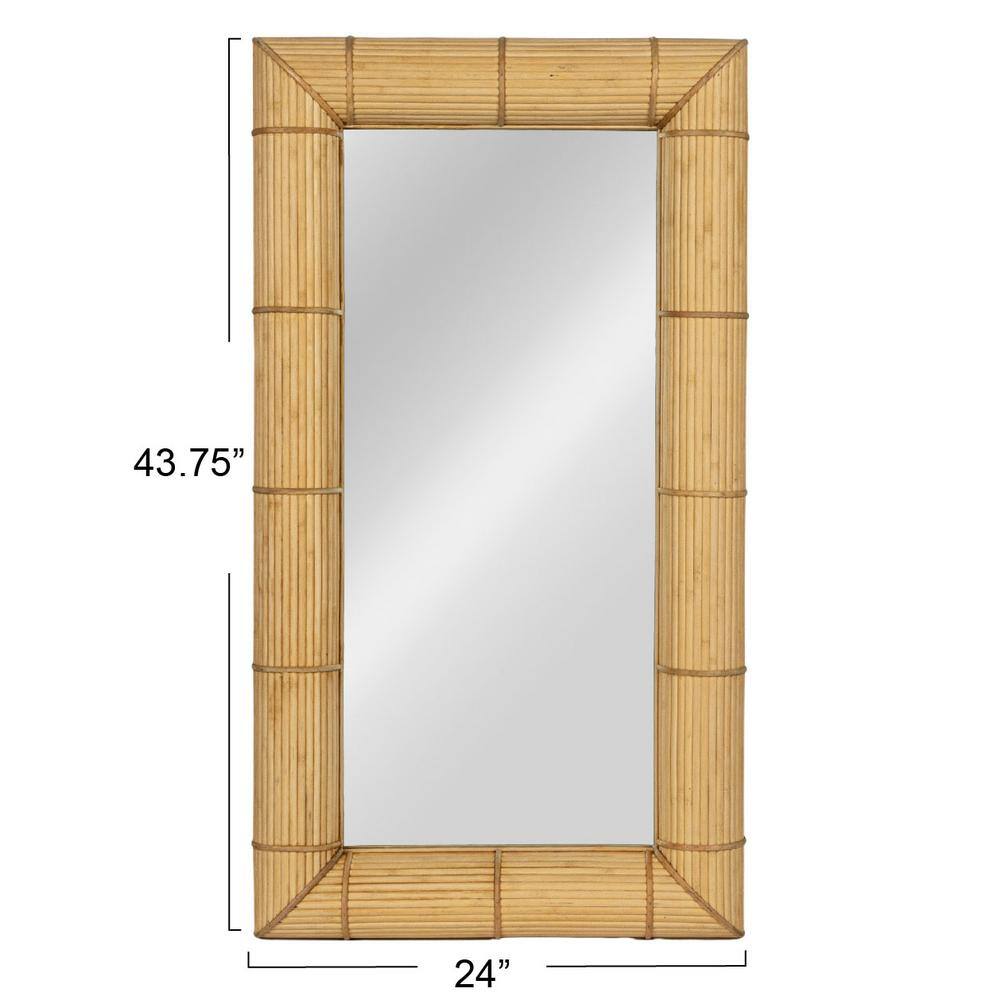 Natural Bamboo Rectangular Wall Mirror with Hand-Laid Stems