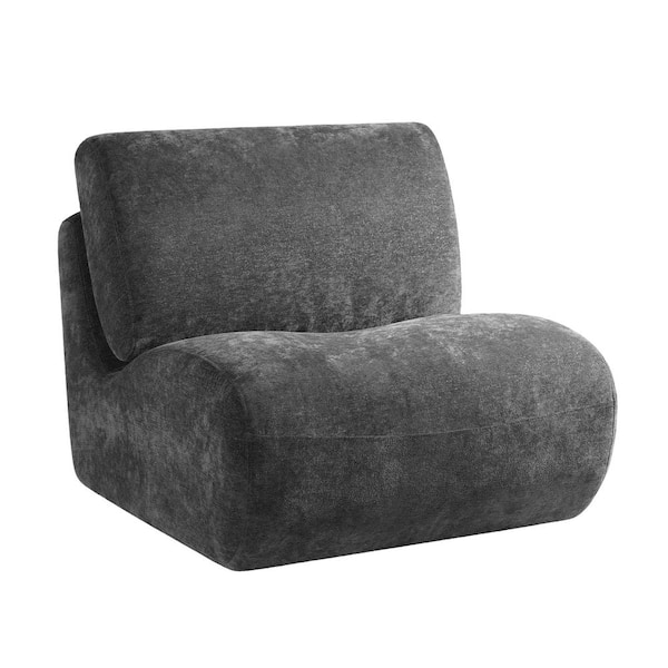 Uixe Modern Dark Gray Chenille Swivel Lazy Sofa Accent Chair with Armless (Set-1)