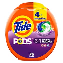 Tide 3 in 1 Spring Meadow Scent Laundry Detergent Pods, 76-Count
