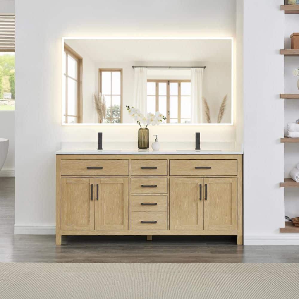 Beckett 72 in. Double Freestanding Whitewashed Oak Bath Vanity with Top price history on PriceWatchPro