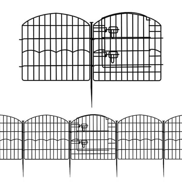 Oyezvary 24 in. Metal Garden Fence Rustproof Wire Border No Dig Animal Barrier Fencing 12 Panels with Gate for Yard and Lawn