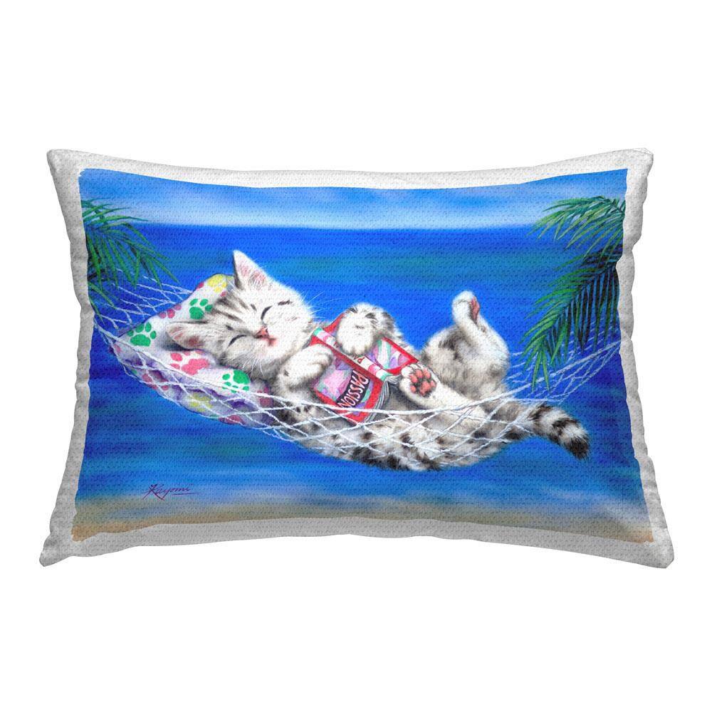 Kitten in Tropical Hammock Outdoor Printed Throw Pillow by Kayomi Harai price history on PriceWatchPro
