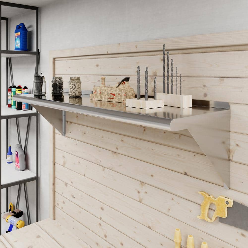 48" Stainless Steel Wall Shelf with Brackets