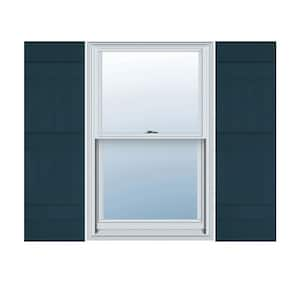 14 in. W x 55 in. H Vinyl Exterior Joined Board and Batten Shutters Pair in Midnight Blue