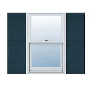 14 in. W x 59 in. H Vinyl Exterior Joined Board and Batten Shutters Pair in Midnight Blue