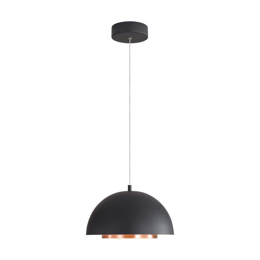 Solsken 20-Watt 1-Light Dome Sand Black Integrated LED Pendant Light with Aged Copper Shade price history on PriceWatchPro