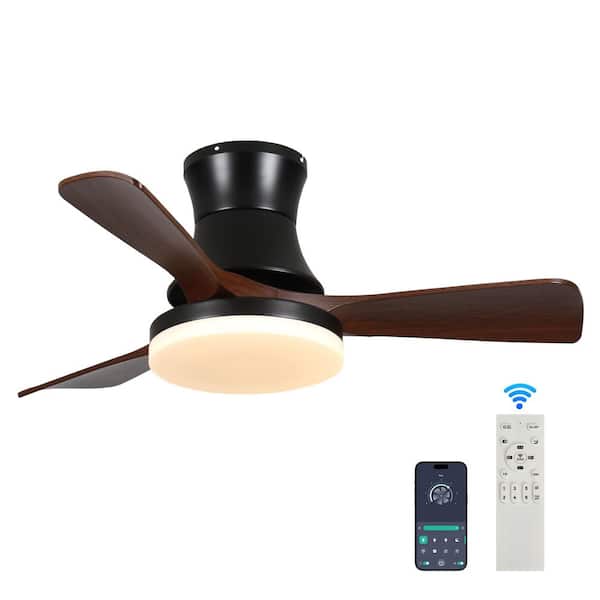42 in. Smart Indoor Black 6-Speeds 3-Colors Standard Ceiling Fan with Integrated LED and APP/Remote Control and Memory