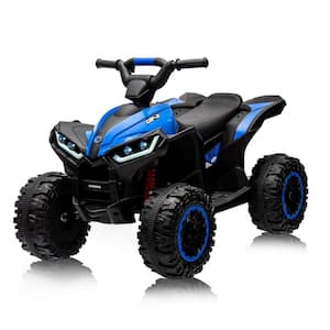 12V Kids Ride on Electric ATV, 35W Double Motor 4-Wheeler Off-Road 4WD Car Toy, 2 Control Modes, High Low Speeds, Blue