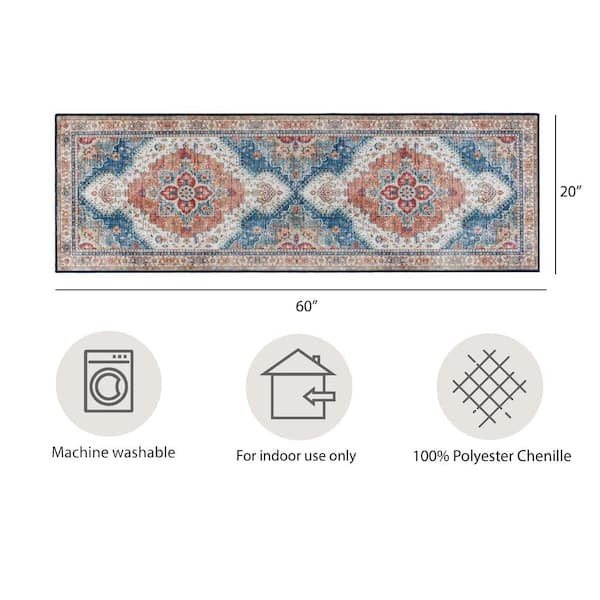 Pi Creative Art Southwest Tile Chenille Accent Rug 4' x 6