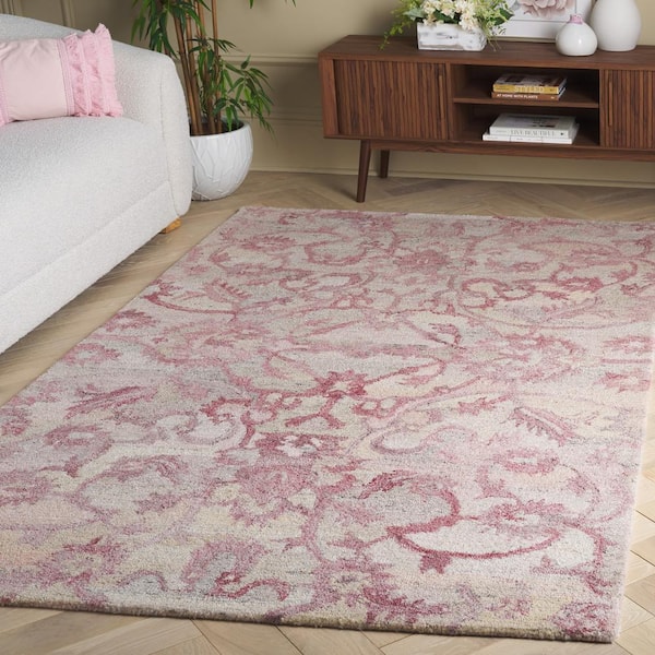 Anatolia 6 ft. x 6 ft. Light Pink Traditional Garden square Area Rug
