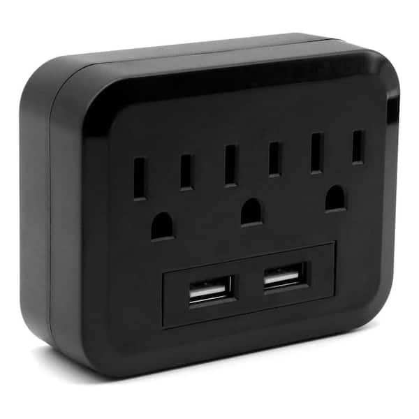 3-Outlet 2-Ports Mini Surge Protector with Fast Charging and Portable Design for Travel, Home, Office, Dorm, Car