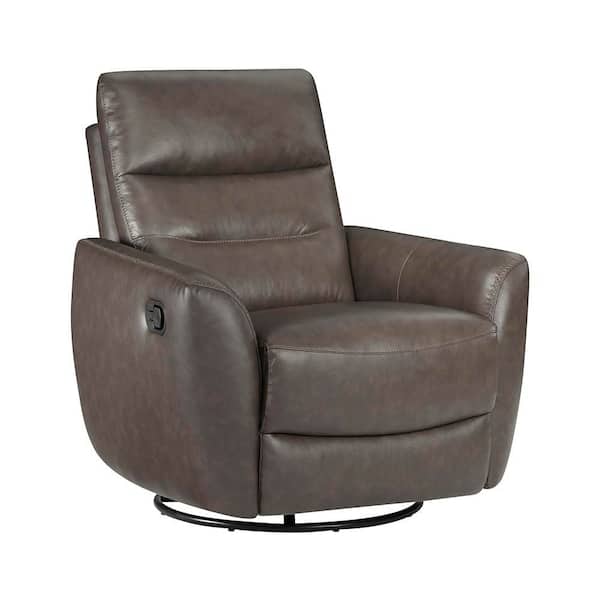 Sorrento Dark Brown Top Grain Leather Manual Swivel Glider Recliner