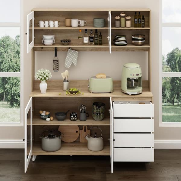 Ergonomic Kitchen Cabinet with Drawers and Contemporary Organizers