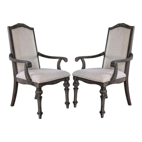 Furniture of America Willadeene Natural Tone Upholstered Dining Arm Chair (Set of 2)