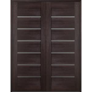 Vona 07-02 56 in. x 80 in. Both Active 6-Lite Frosted Glass Veralinga Oak Wood Composite Double Prehung French Door