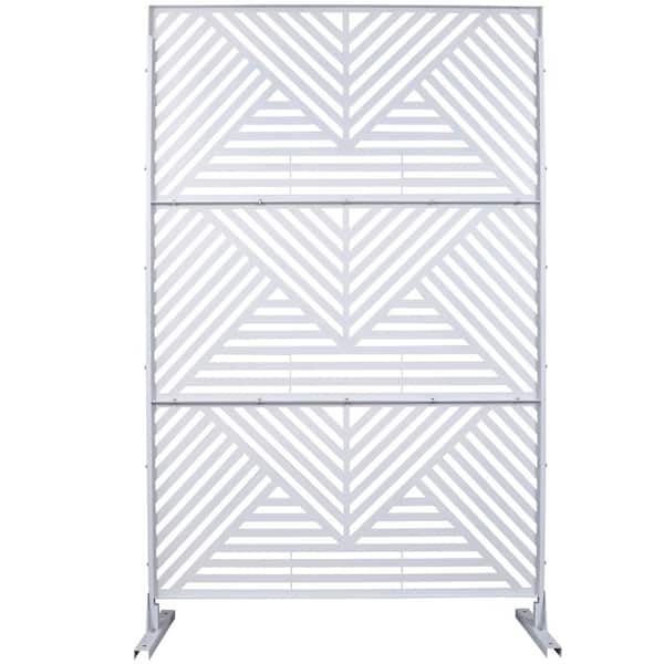 6.3 ft. H x 4 ft. W White Metal Privacy Screen Freestanding Decorative Privacy Screen (3 Panels)