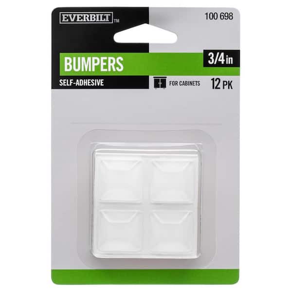3/4 in. Clear Self-Adhesive Square Vinyl Bumper (12-Pack)