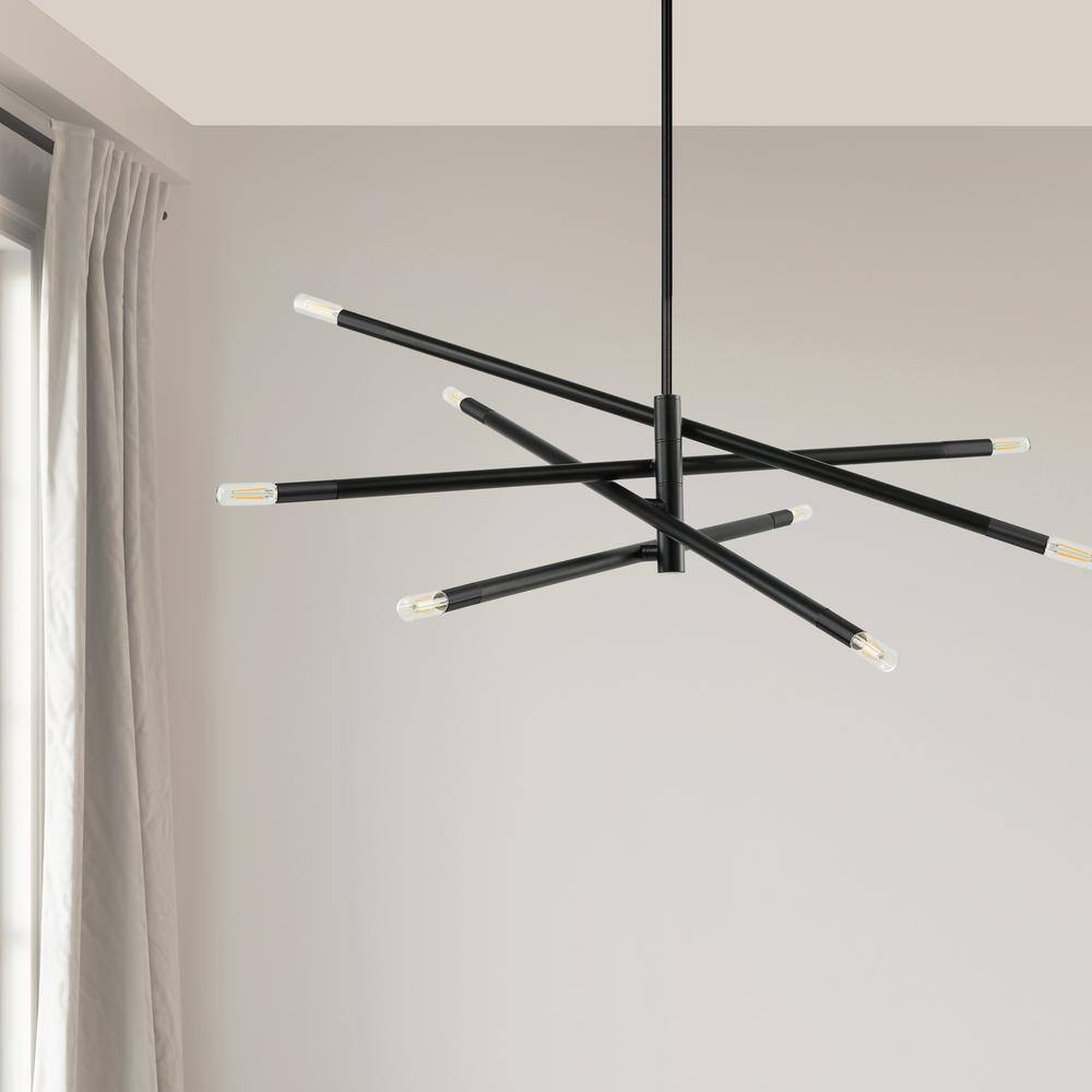50 in Matte Black 8-Light Modern Pendant Ceiling Light