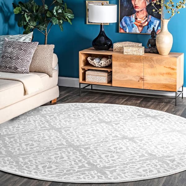 nuLOOM Contessa Ombre Gray 6 ft. x 6 ft. Round Indoor Area Rug