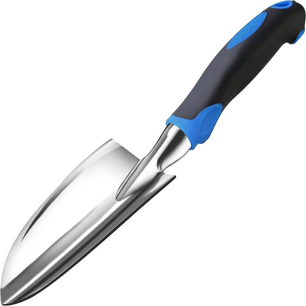 11.8 in. Blue Soft Rubber Non-Slip Handle Alloy Steel Sovel