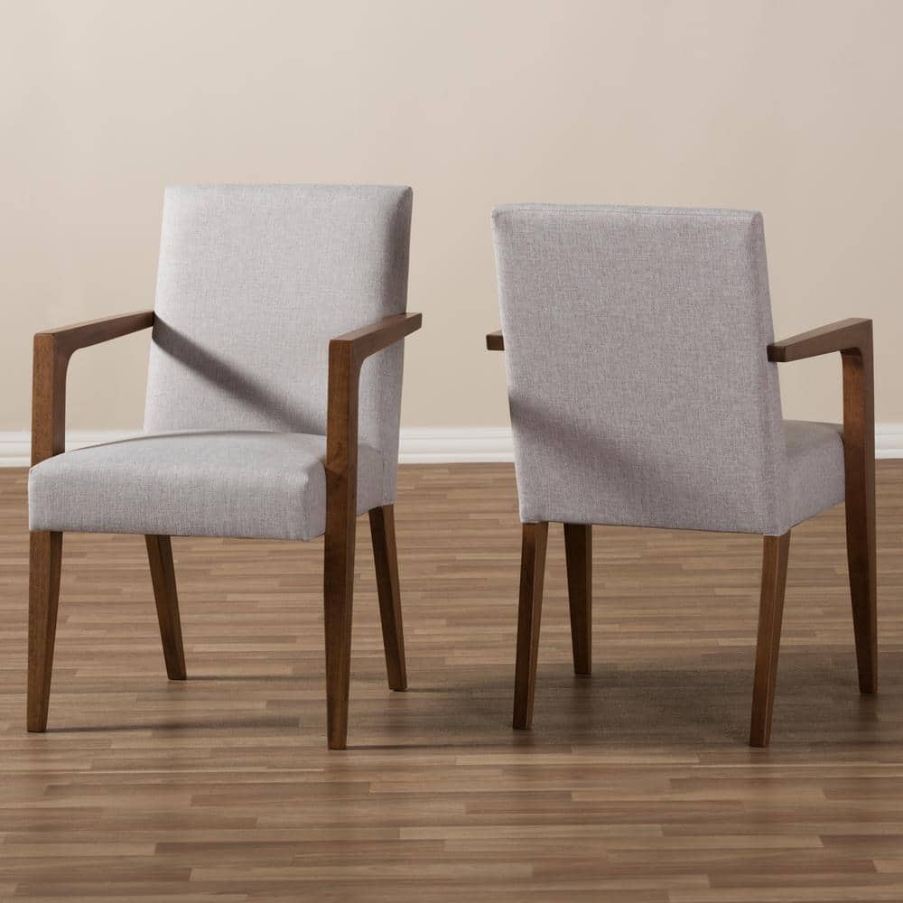 Andrea Mid-Century Modern Grayish Beige Leather Accent Chair