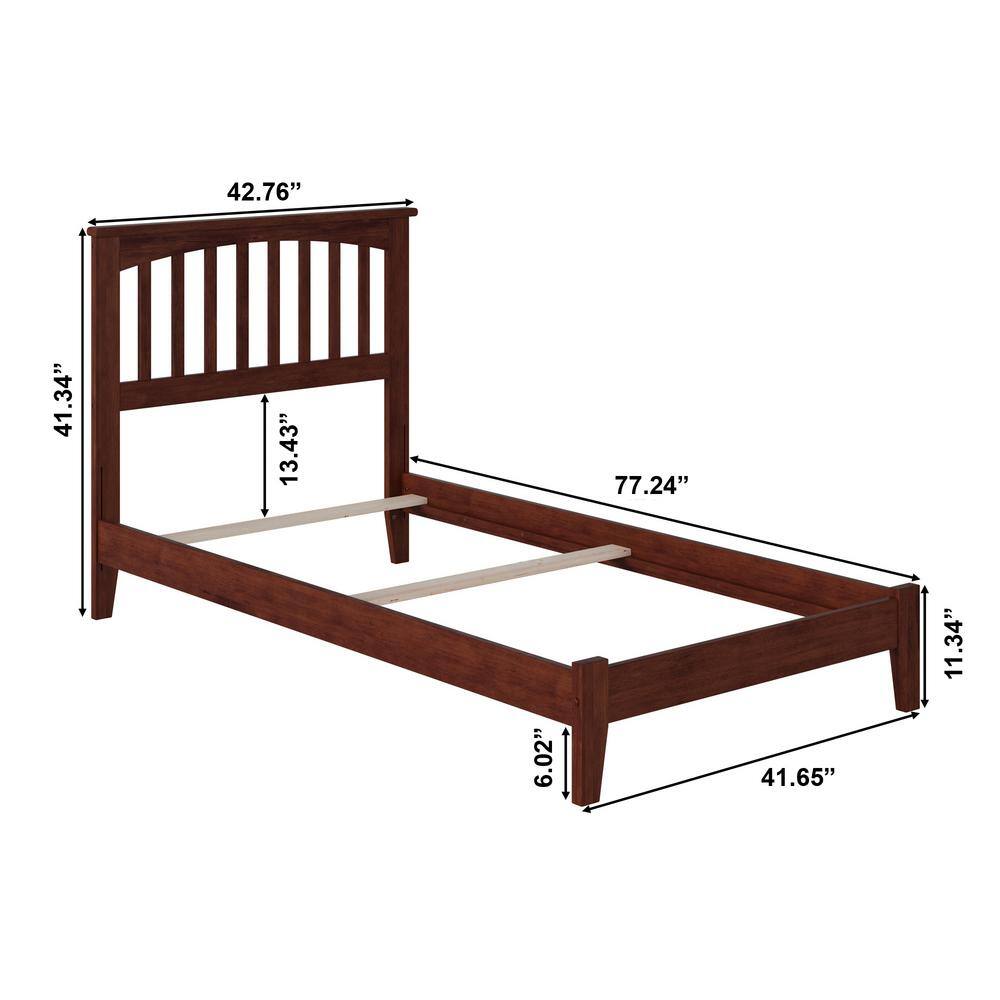 Walnut Twin Mission Wood Bed Frame with Headboard