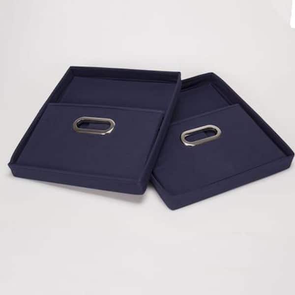 New - Household Essentials 2pc 12 x 13 Fabric Storage Bin Set Navy