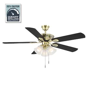 Glendale III 52 in. LED Indoor Flemish Brass Ceiling Fan with Light and Pull Chains