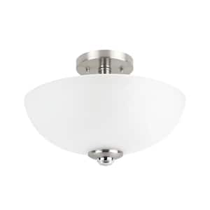 Hudson 2-Light Brushed Nickel with Chrome Accents Semi-Flush Mount Ceiling Light