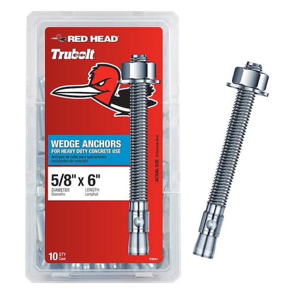 Business & Industrie Concrete Wedge Anchor Bolts 5/8" x 10" Zinc with