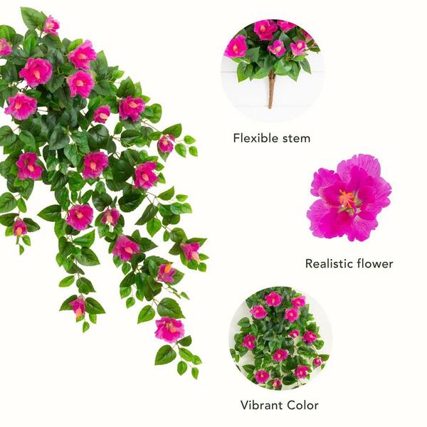 Nearly Natural 41 in. UV Resistant Artificial Hibiscus Hanging