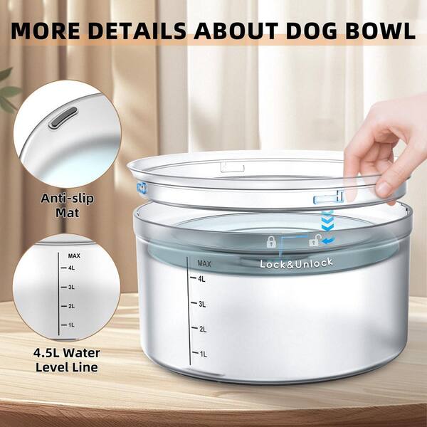 4L Large Capacity Stainless Steel Dog Bowl - No Spill, No Drip, Slow Feeder Design