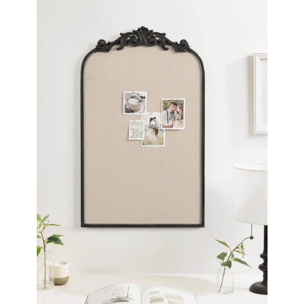 Arendahl Black Ornate Framed Arch Pinboard with Linen Surface