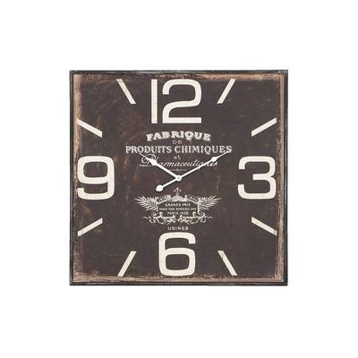 Brown and White Paris-Inspired Square Wall Clock