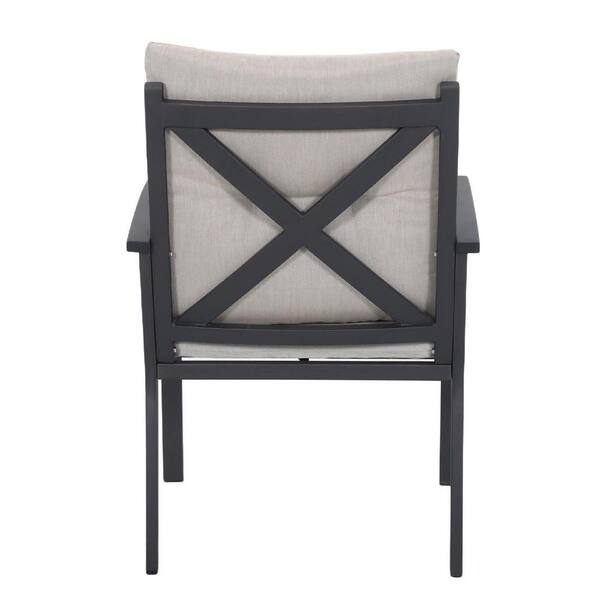 Black Aluminum Outdoor Dining Chairs, All-weather Patio Dining