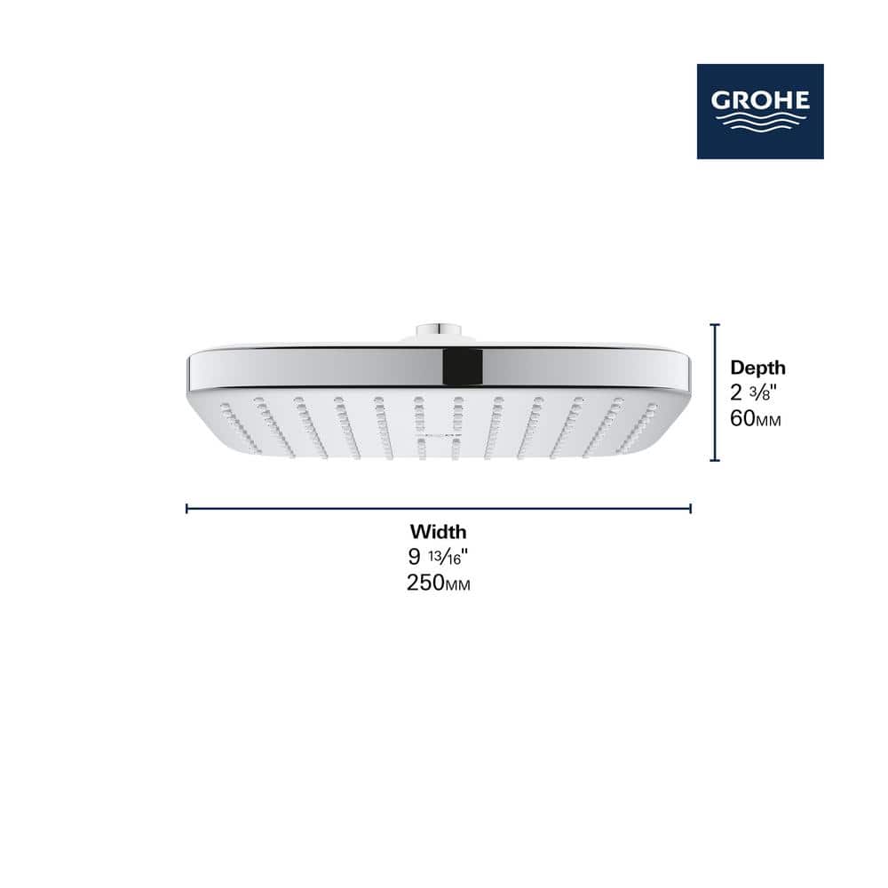 Brushed Nickel Square Rain Shower Head with DreamSpray