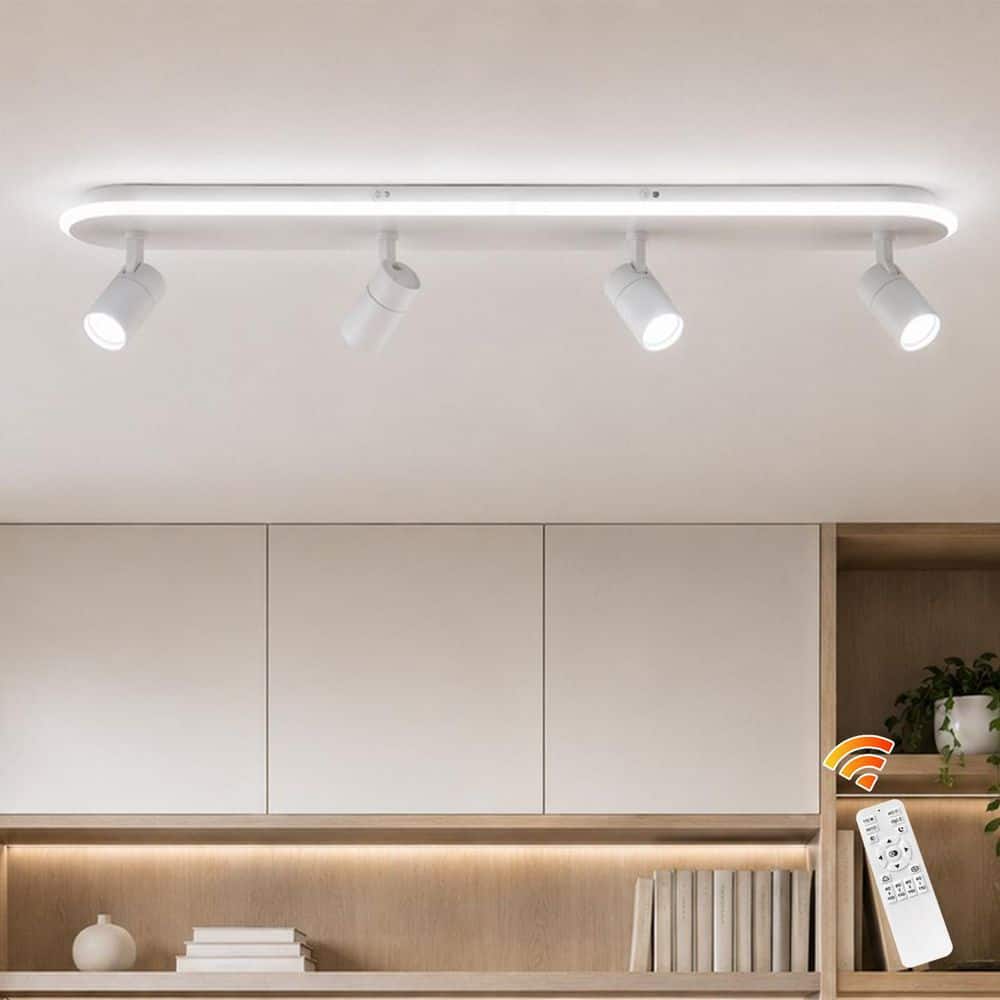 Genoci 43.3 in. 58-Watt Modern White Dimmable Integrated LED Flush