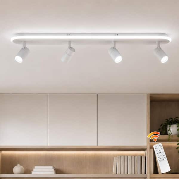 43.3 in. 58-Watt Modern White Dimmable Integrated LED Flush Mount with Remote Included for Bedroom or Living Room
