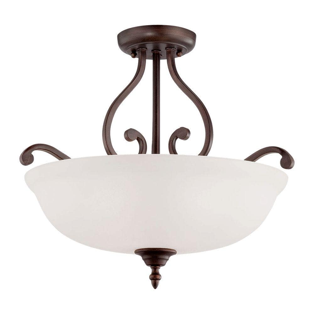 Courtney Lakes Rubbed Bronze Glass Bowl Ceiling Light
