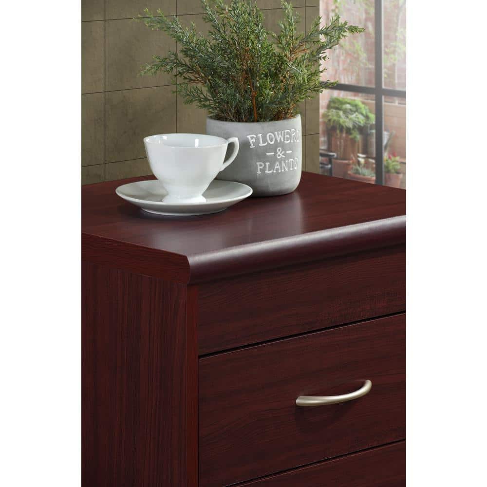 Mahogany 2-Drawer Compressed Wood Nightstand