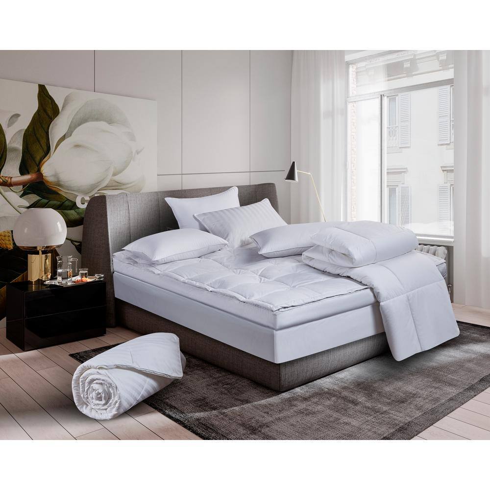 King White Cotton Down Feather Bedspread