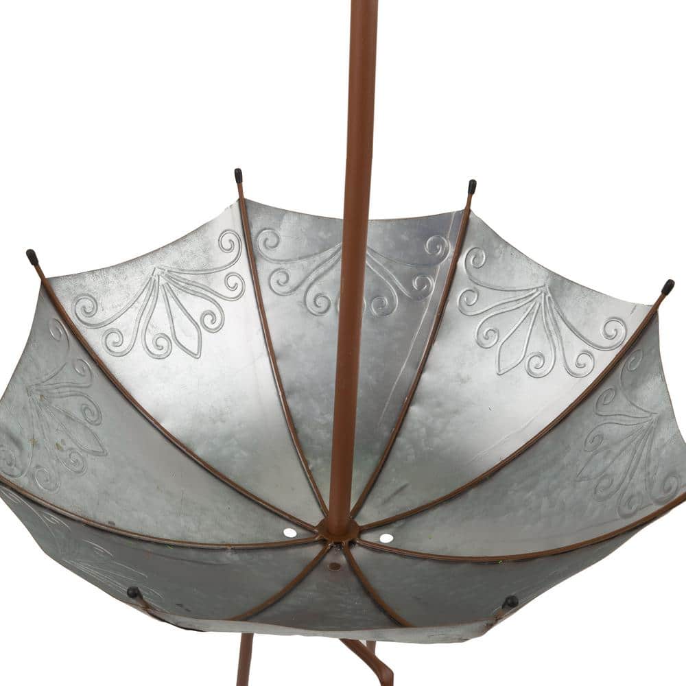 Alpine Gray Iron Upside Down Umbrella Garden Stake Planter