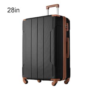 29.5 in. Black Brown ABS Hardside Spinner Luggage 28 in. Suitcase2, 3-Digit TSA Lock, Telescoping Handle Wrapped Corner