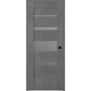 Vona 07-03 24 in. x 80 in. Left-Hand 5-Lite Frosted Glass Solid Core Dark Urban Wood Single Prehung Interior Door