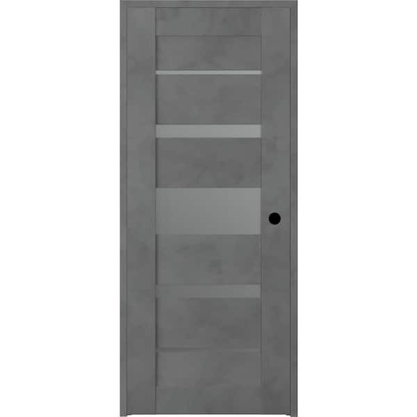 Belldinni Vona 07-03 24 in. x 80 in. Left-Hand 5-Lite Frosted Glass Solid Core Dark Urban Wood Single Prehung Interior Door