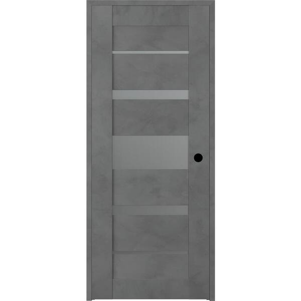 Belldinni Vona 07-03 32 in. x 80 in. Left-Hand 5-Lite Frosted Glass Solid Core Dark Urban Wood Single Prehung Interior Door