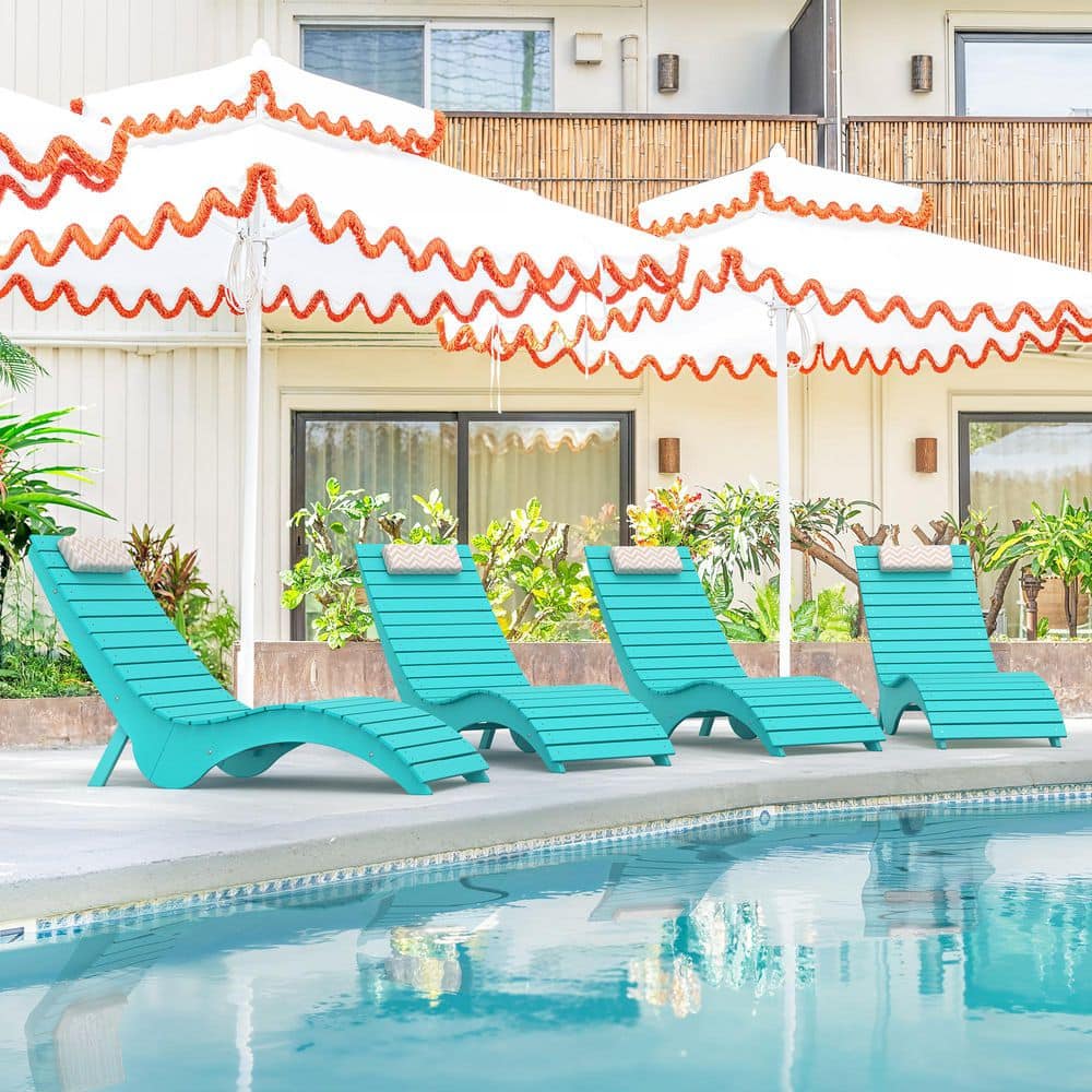 Blue 4-Piece HDPS Plastic Stackable Outdoor Chaise Lounge Patio Lounge Chair with Cushion Up to 10 in. Deep price history on PriceWatchPro